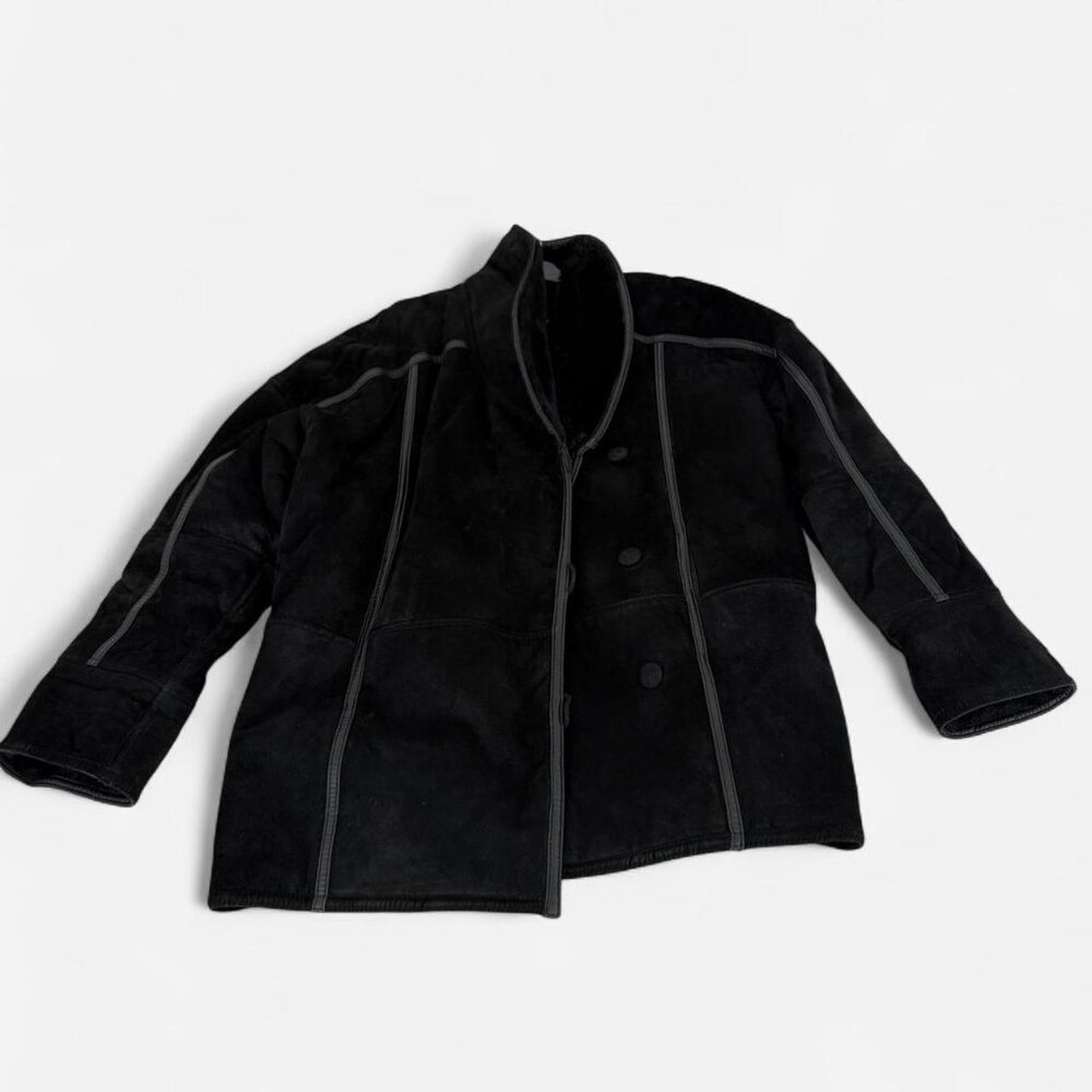Neimus Marcus Vintage Sherpa Shearling Coat Large Black